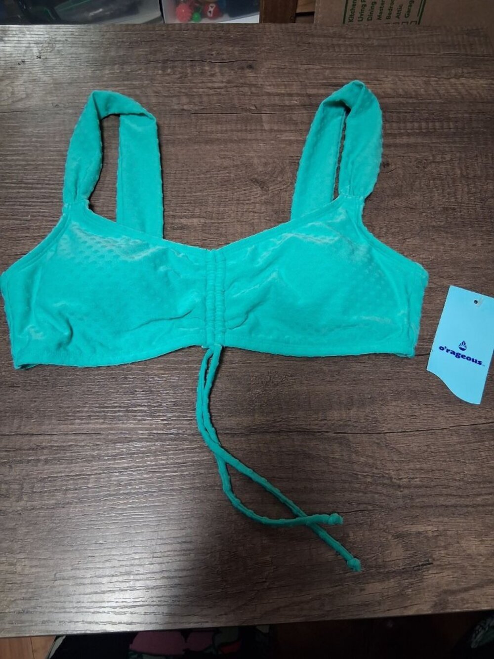 NWT O'Rageous Bralette Bikini Top Swimsuit Teal Green Size Large Juniors